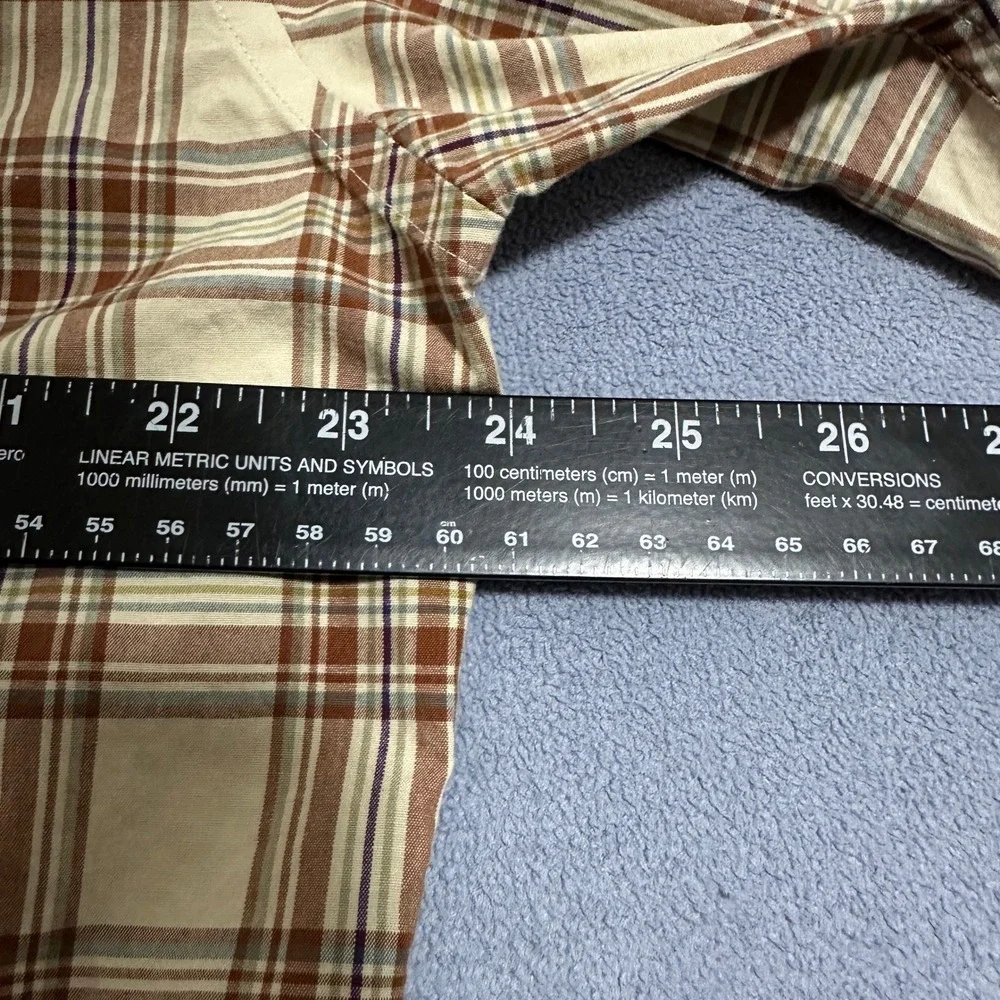 Pendleton Plaid Button Down Shirt Wrinkle Resistant Tan Brown Mens Size Large - Picture 5 of 11